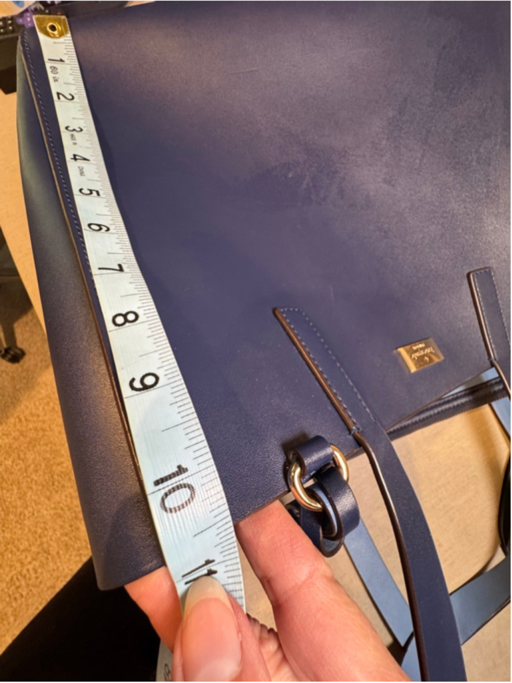 Women's Kate Spade Navy Blue Leather Tote Bag - Picture 9 of 12